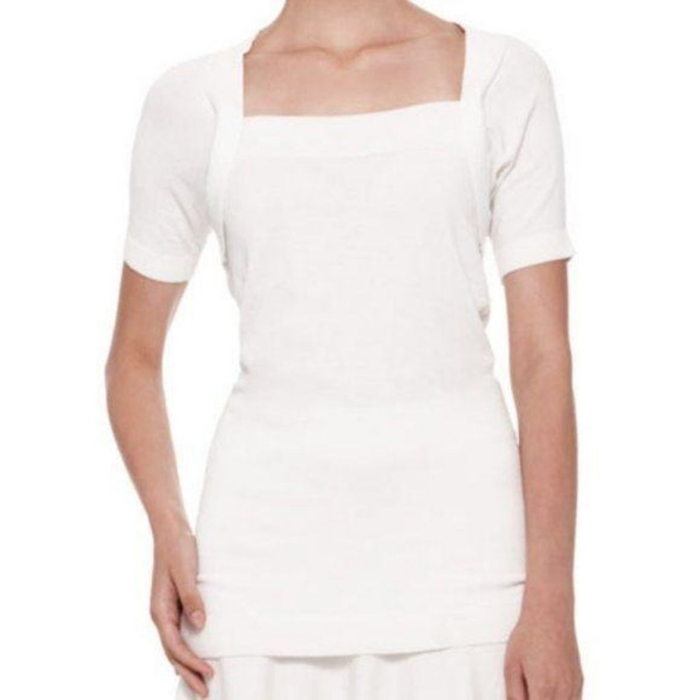 Donna Karan Short Sleeve Shrug Top Square Neck